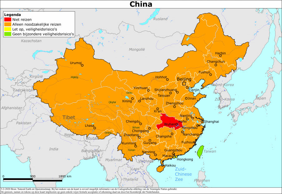 Reisadvies voor China in verband met het coronavirus